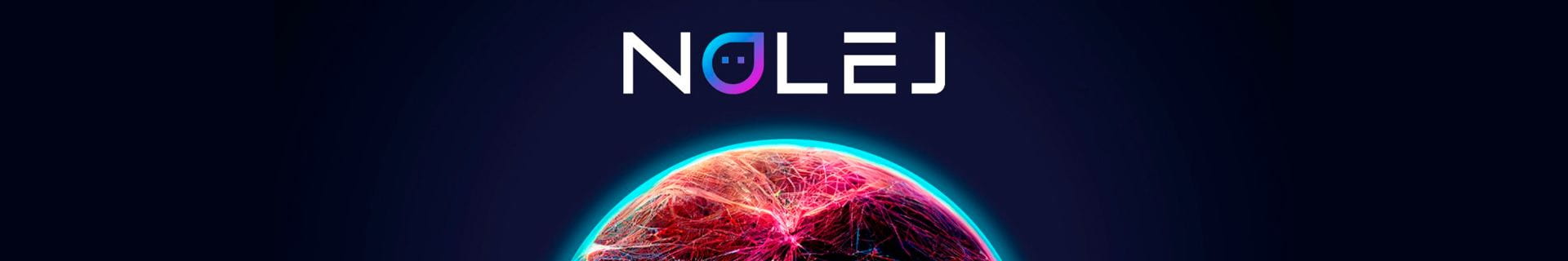 Image: Nolej Logo and image of a wired, connected planet